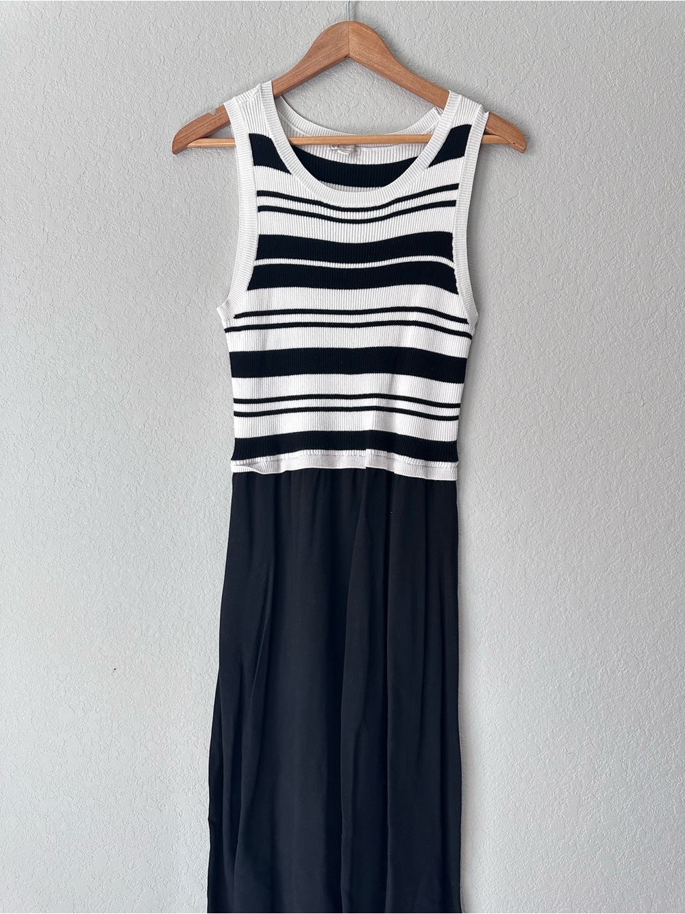 Cato Black and White Striped Sleeveless Maxi Dress